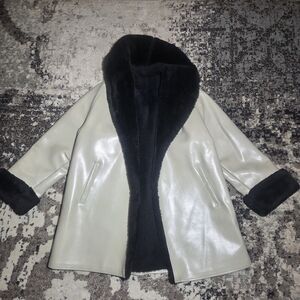 Elegant Cream and Black Women's Coat